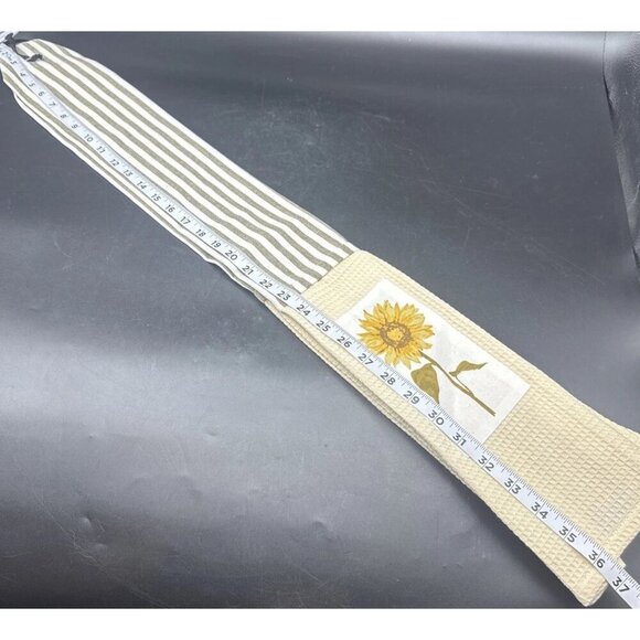 Demdaco Cotton Sunflower Kitchen Boa Long Tea Towel Waffle Knit Stripe NEW - Picture 5 of 10